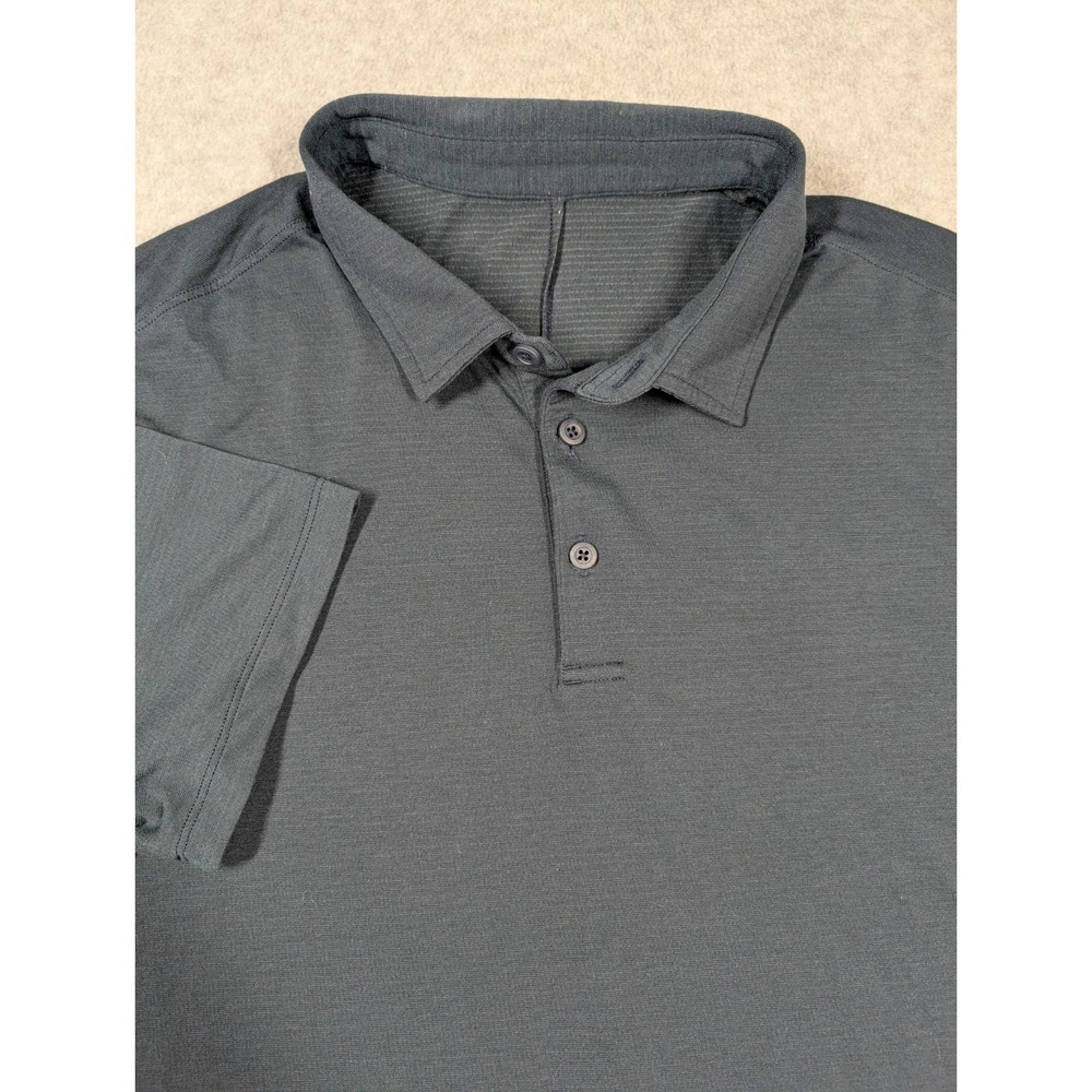 Lululemon Men Shirt Medium Evolution Short Sleeve Polo Golf Performance‎ Blue
